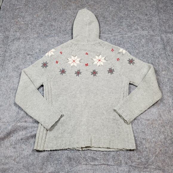 Eddie Bauer Sweater Womens Large Full Zip Nordic Fair Isle Hooded Knit Lambswool - Picture 5 of 9